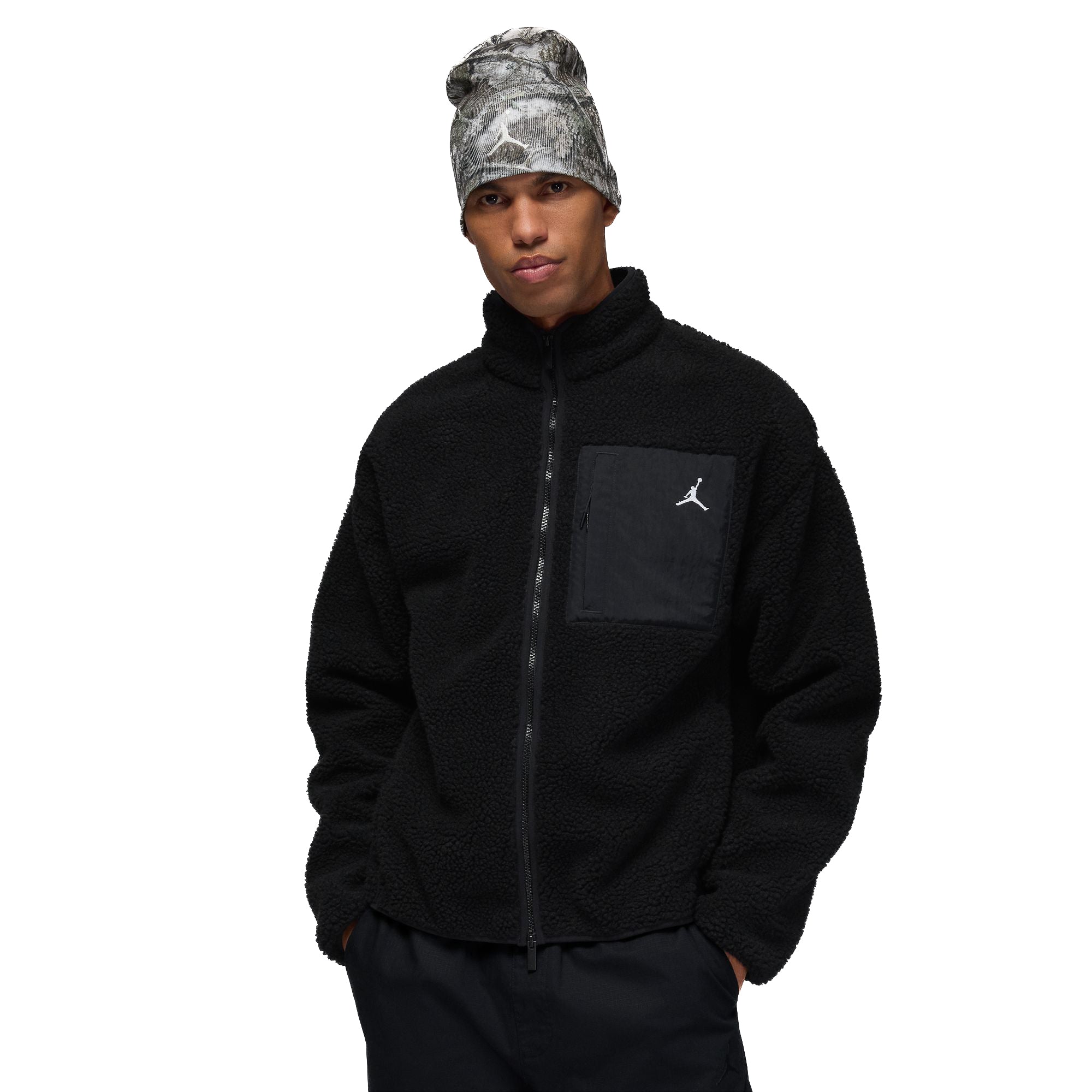 Jordan Flight Faux Fur Jacket - BLACK