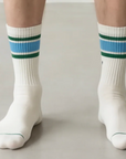 Arvin Goods - Crew Sock - Recycled Cotton - Blue Retro Stripe