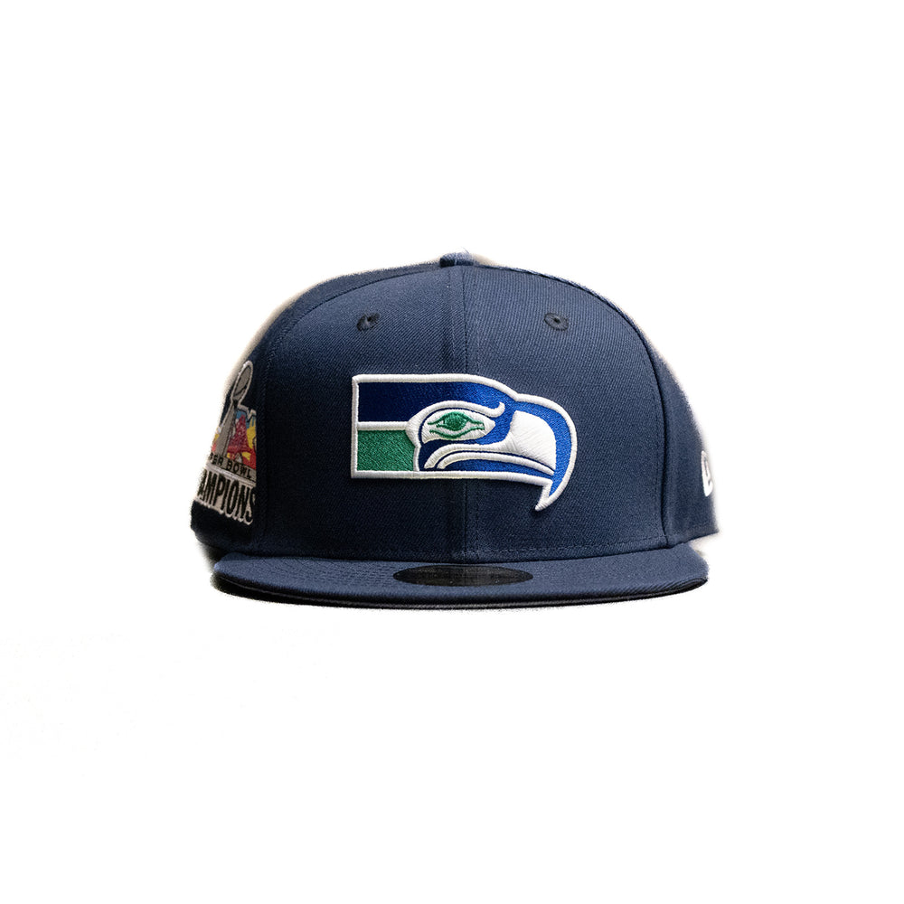 New Era - Seattle Seahawks 59FIFTY Fitted Hat - Super Bowl Patch - Blue