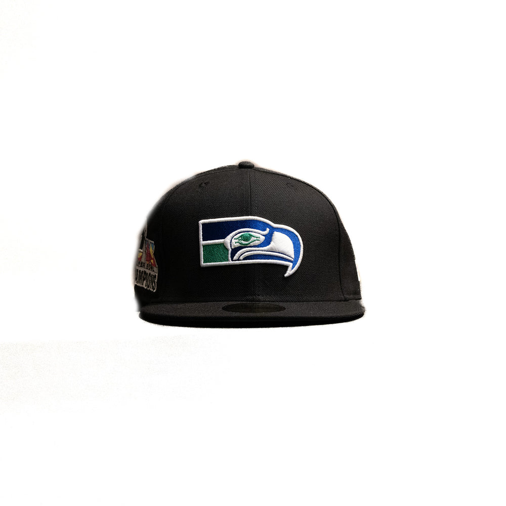 New Era - Seattle Seahawks 59FIFTY Fitted Hat - Super Bowl Patch - Black