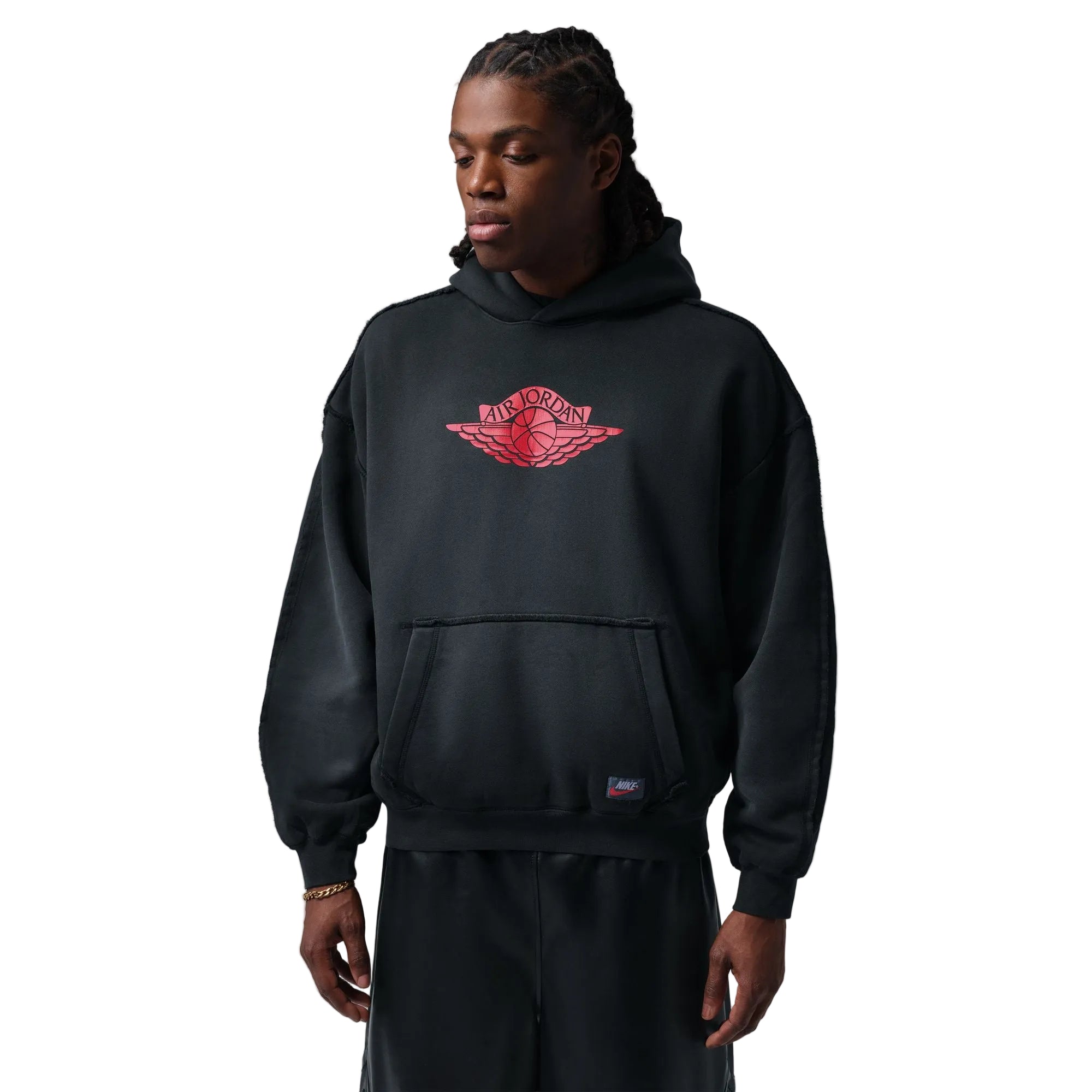 Jordan Flight Wings Men's Fleece Pullover Hoodie Black Red