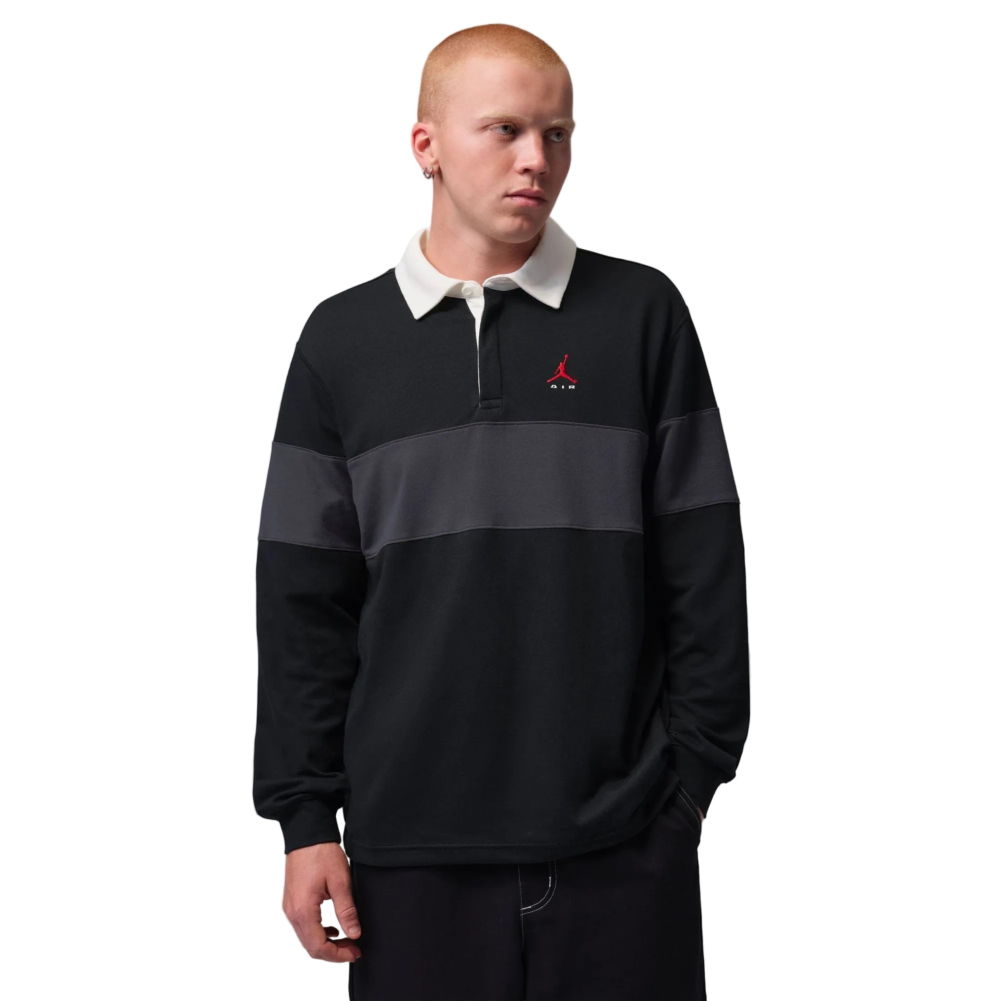 Jordan Brooklyn Men's Long-Sleeve Polo - Black Slate