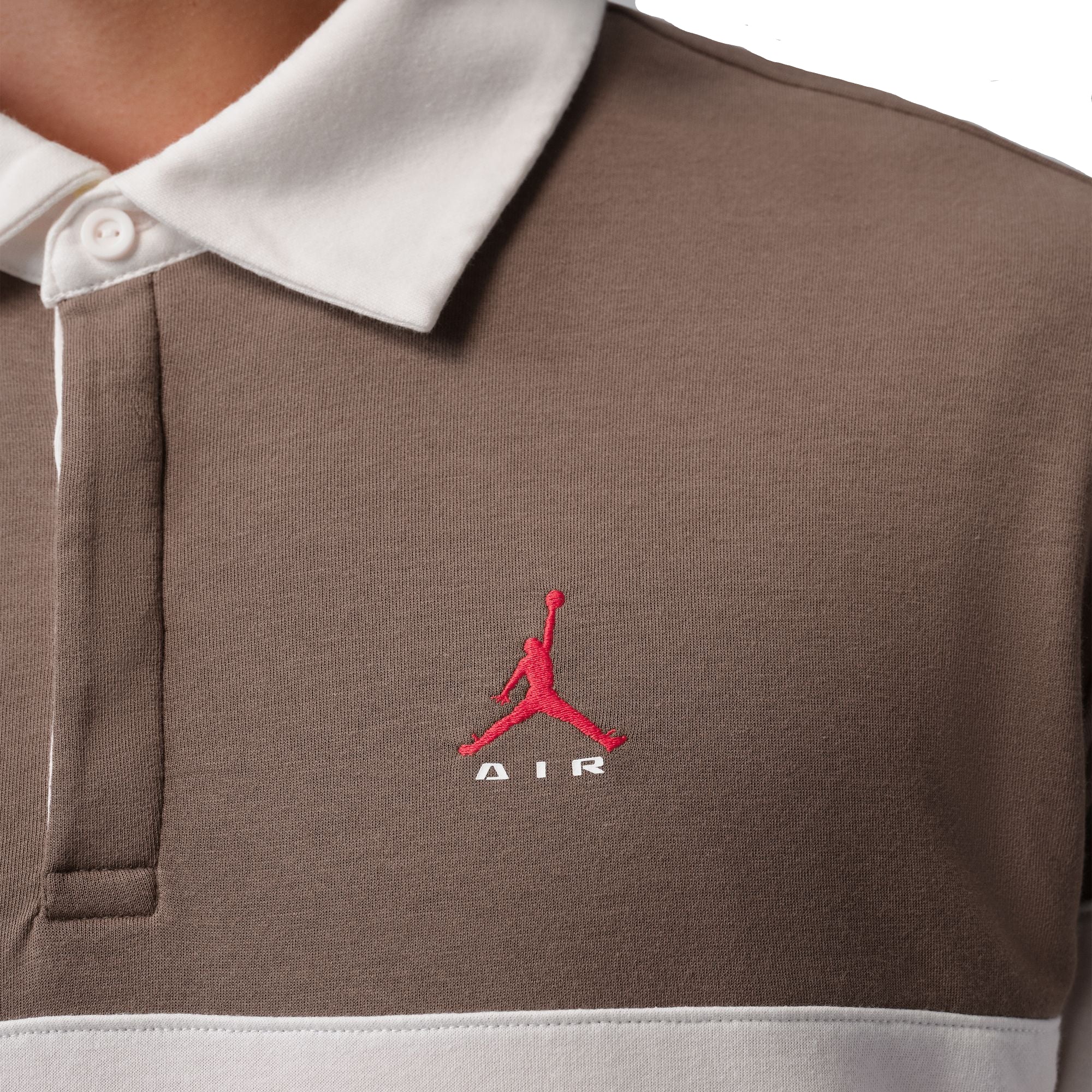 Jordan Brooklyn Men's Long-Sleeve Polo - Brown White