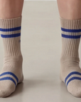 Arvin Goods  - Recycled Cotton Blend Crew Socks - Sand Stripe